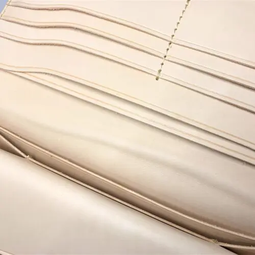 ランドセルリメイク レース編み長財布〈フロントデザイン／ヌメ革×豚革
